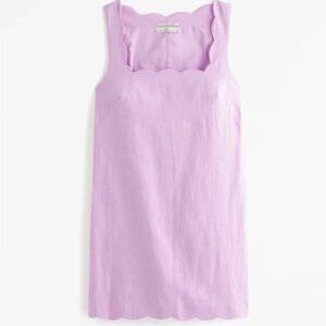 Abercrombie & Fitch Scalloped Linen Mini Dress Lavender XXSP